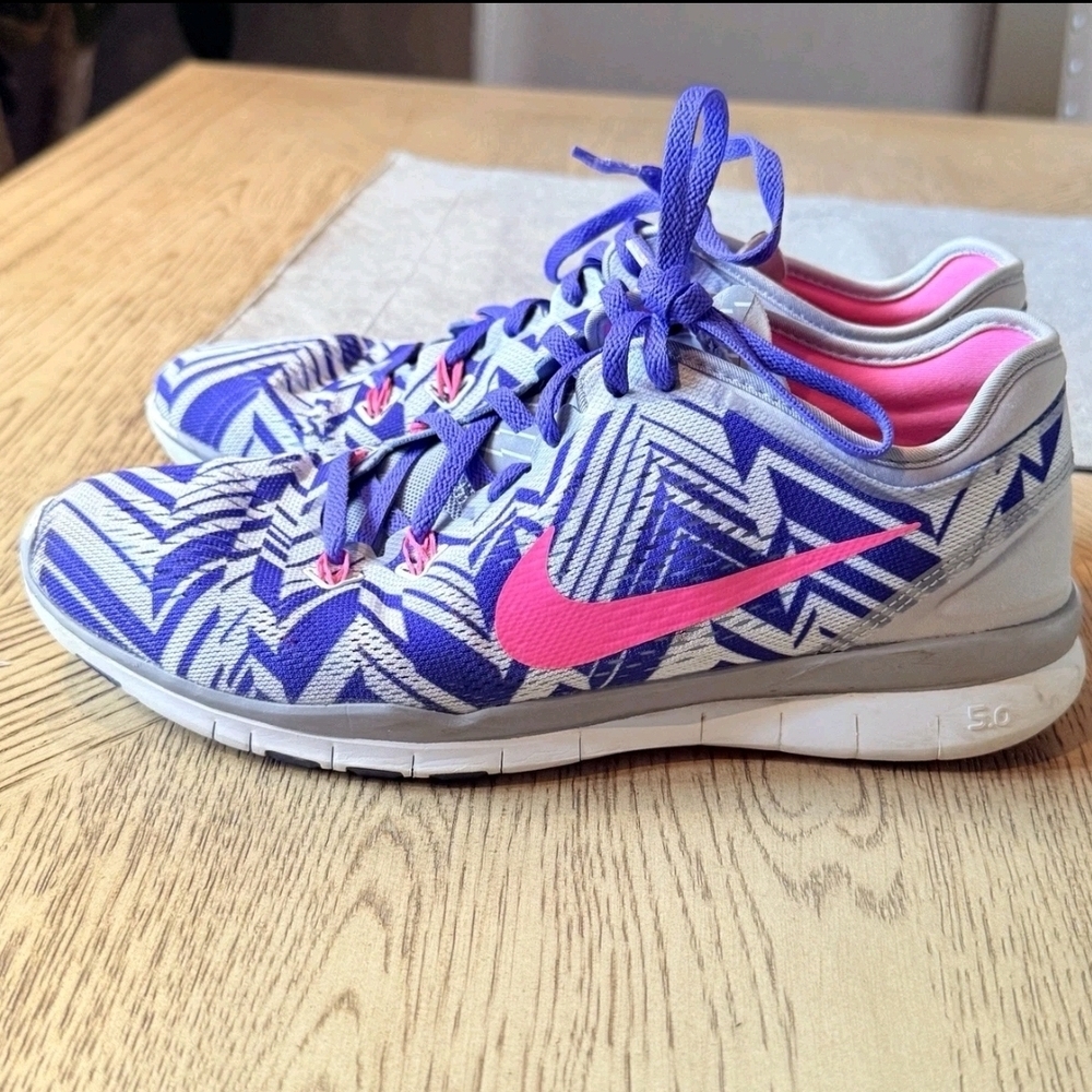 Nike Free 5.0 TR FIT 5 PRT Women’s Purple Geometric Colorful Running  Sz 8.5